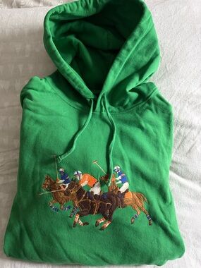 Polo by Ralph Lauren Mens Big and Tall  Green Embroidered Polo Player Hoodie